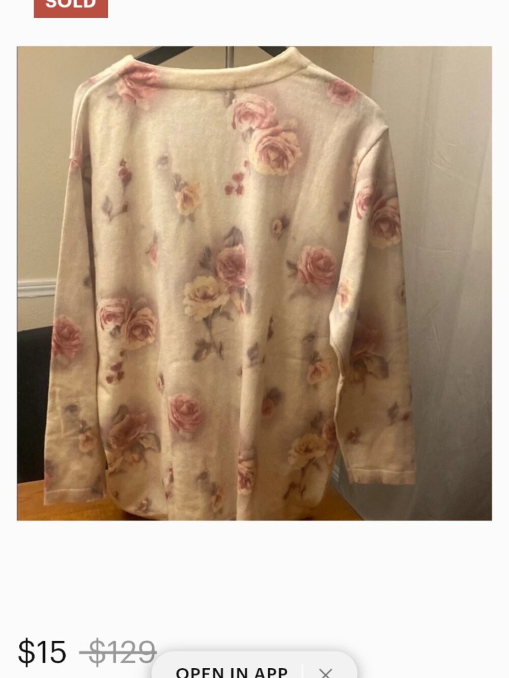 Floral Button-Up Cardigan in Cream - Picture 2 of 5